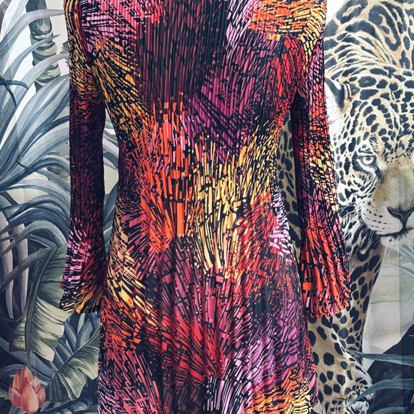 SUNNY LEIGH RUFFLE BUTTON FRONT COLORFUL TOP - Picture 2 of 4